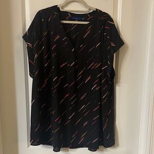 Apt. 9 Black Blouse with Multicolor Streaks
